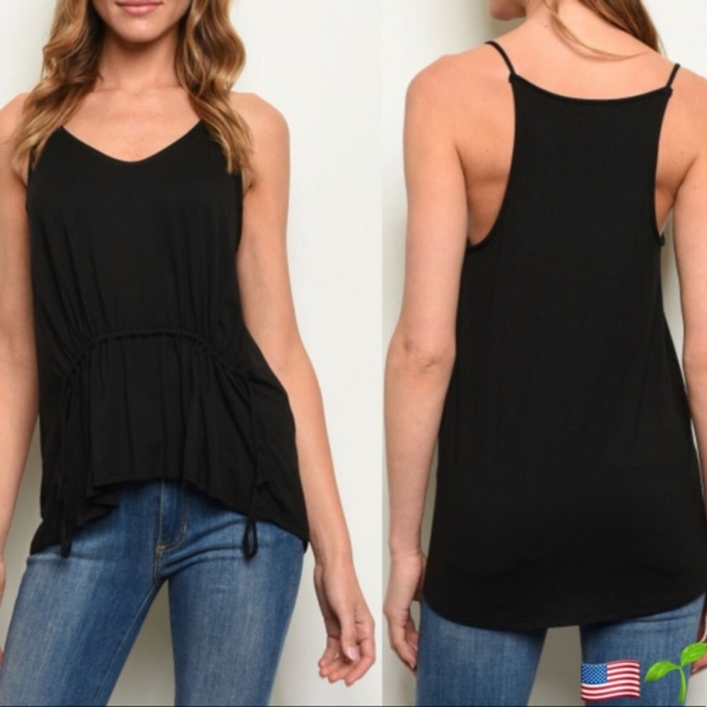 Black Tie Racerback Tank Top--Made in USA